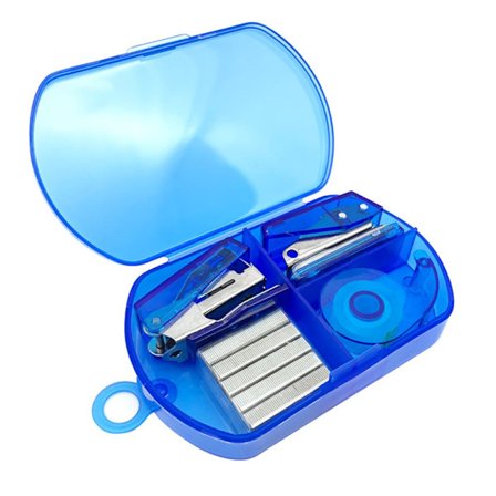 Blå Mini Kontorsmaterial Set Mini Portable Case Mini Blue