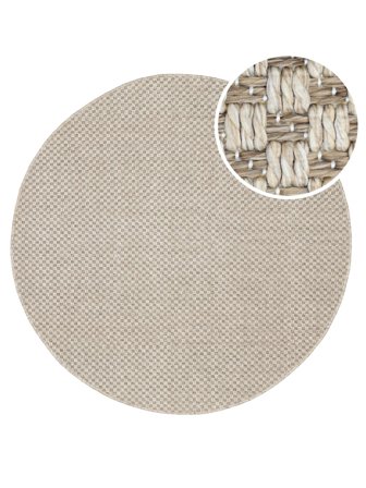 Lavable Tappeto Per Interni/Esterni Benni Beige/Marrone Rotondo Piccolo Oeko-Tex