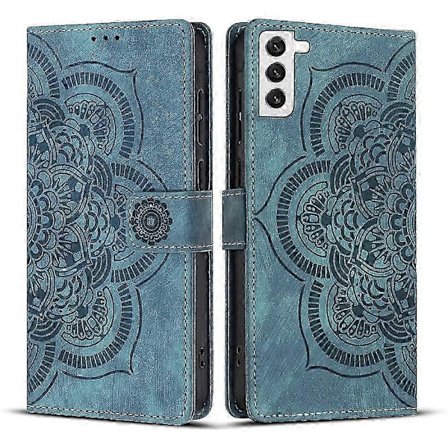 Varmt Frostat Läderfodral Kompatibelt med Mandala Emed Retro Telefon Blå Blå