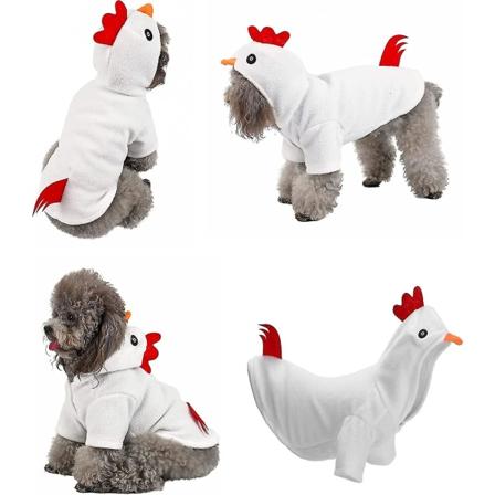Morsomme hundekyllingkostymer, Halloween jul Thanksgiving Kjæledyr Cosplay kappe hettegenser varme klær L
