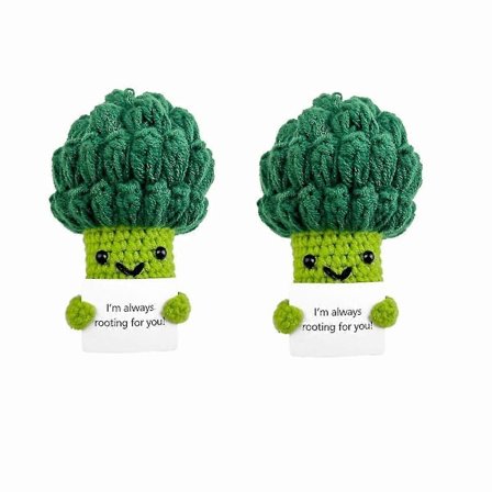 2 STK Mini Sjov Positiv Broccoli med Stativ Emotionel Støtte Opmuntringsgaver Strikket Broccoli Croc LGL