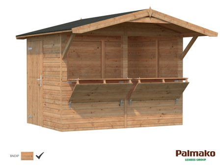 Palmako Stella Kiosk 5,2 m²/inv. 5 m², utan golv, brun, impr., Stugor & förråd