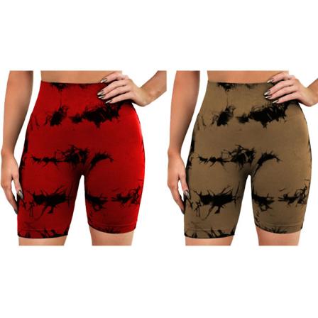 2-osainen naisten saumatonta tie-dye-urheilushortseja - korkea vyötärö, tiukka, pakaroita nostattava, hip-yoga, fitness, urheilu, pyöräily