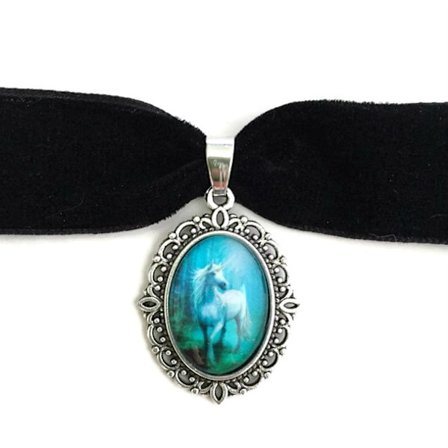 Choker Enhörning Unicorn Fantasy Sagoväsen Velvet Sammet