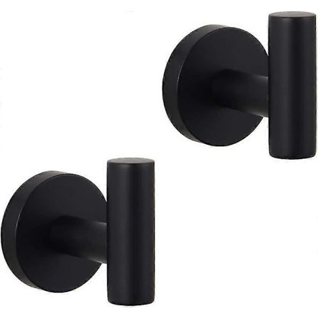 Badrum Matt Svart Krok Sus 304 Rostfritt Stål Enkel Handduk/badrock Klädkrok För Badrum Kök Modern Hotellstil Väggmonterad 2-pack