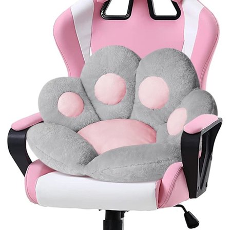 Katt Potepute Kawaii Stolputer 70 x 60 cm Gaming Stoler Rom Dekor Grå