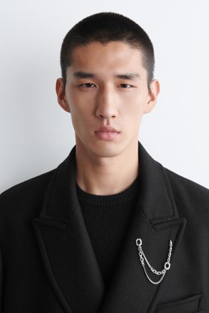 COS Men's Faceted Double-Chain Brooch in Silver-coloured