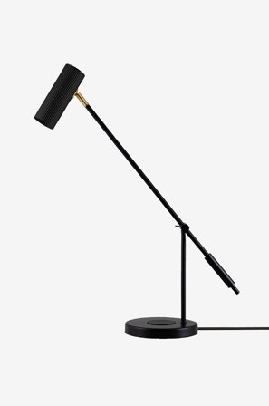 Globen Lighting - Bordlampe Hubble Read med trådløs opladning - Sort - Skrivebordslamper - Fra Homeroom