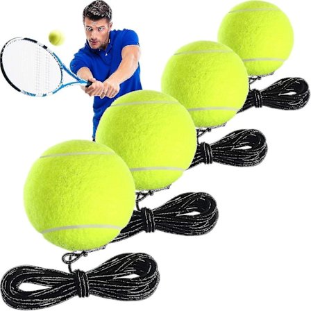 4-pack träningsbollar för tennis med snöre - Självträningsverktyg för tennisbollar - Träningsutrustning för tennisbollar för träning av tennis