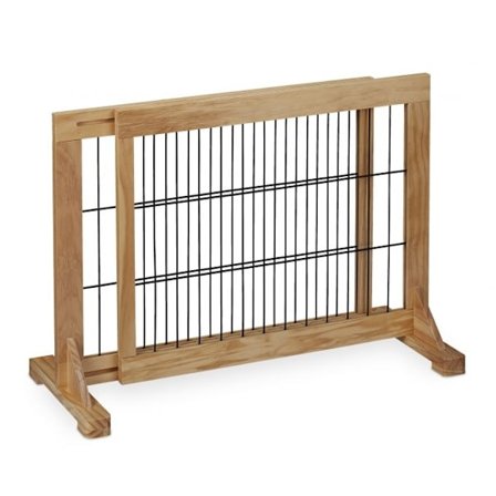 Infällbar säkerhetsgrind i naturligt trä