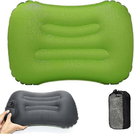 Camping Pude Oppustelig Ultralet - Hovedpude Camping, Strandpude Oppustelig, Udendørs Hovedpude Letvægt (naturlig grøn) [DB]