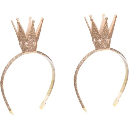 2 stk. Glitrende Skinnende Diadem Gull Prinsessekrone Diadem Bryllupsfest for Jenter Barn Halloween Jul Bursdag