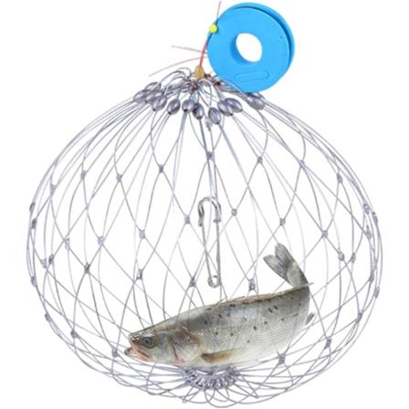 Ståltråd krabbefiskenett, robust krabbeteine, multifunksjonell myk trådnetting med automatisk åpning og lukking for å fange fisk, hummer og krabber