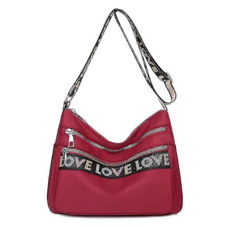 Dam Letter Print Dragkedja Axelväska Justerbar Rem Messenger Bag Crossbody Väska Sling Pack -NMAOV[D]