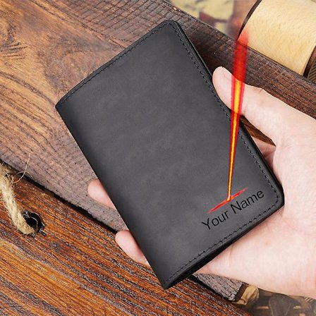 Tilpasset gravert ekte lærpassdeksel med navn, tomt, unisex, vanlig passholder (FMY)