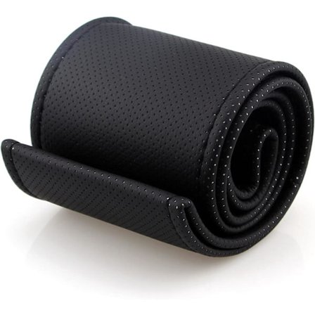 DIY Bilrattrekk, Rattrekk, Laget av Mikrofiberlær med Nål og Tråd (Svart) Sklisikker