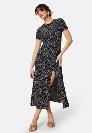 TOMMY JEANS Disty Midi Slit Dress Black Klær
