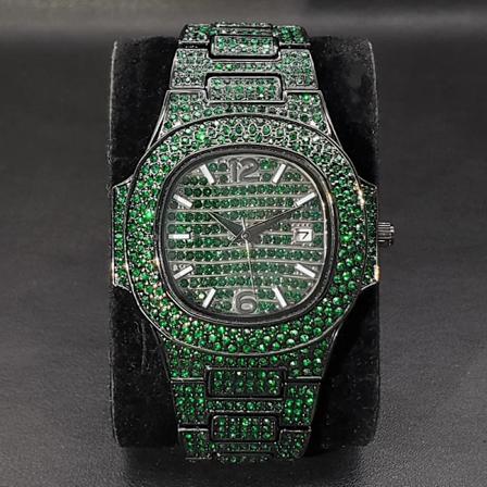 Nyt Pink dDiamond Hip Hop Ur til Mænd Mode Ice Out Party Smykker Armbåndsur Luksus Skinnende Gem Tilbehør Ure Trendy 202 V293C Green