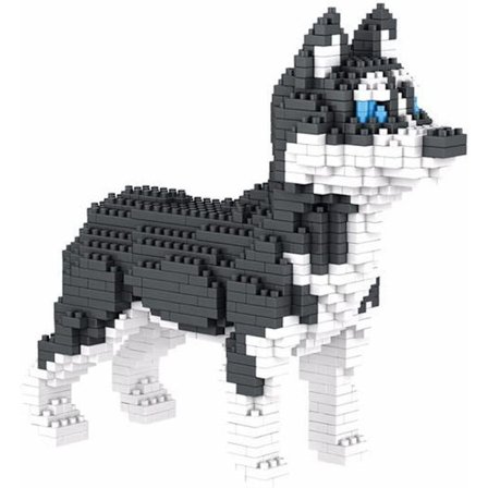 Atom Bygg Siberian Husky Hund. Figur att montera med nanob