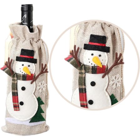 Dragkedja Julvinpåse - 30cm x 14cm Festlig Brun Tyg Flaska Presentöverdrag - Nyår & Jul Dekoration