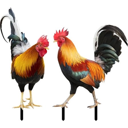 2 stk. kylling hagedekor hane hagefigur dekor hage kylling dekor morsomme hage kylling ornamenter