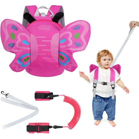 Sikkerhedssele til børn, rygsæk til børn med sikkerhedsline, anti-tabt børnerygsæk til småbørn og børn, der lærer at gå, sommerfugl