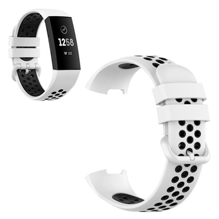 Fitbit Charge 3 / 4 tvåfärgad silikon klockarmband - vit / svart