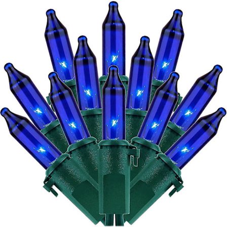 Blå Julbelysning. 200 Lampor 20 Meter Grön Kabel. Paket med 2 Slingor 100 Lampor Ul-Listad Julbelysning