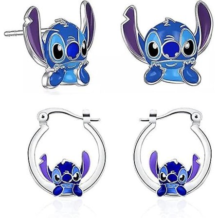 Ohana Betyder Familie Stitch Øreringe, Stitch Hoop Øreringe, Stitch Jul Jule Øreringe Smykker Til Piger Kvinder (LGL)