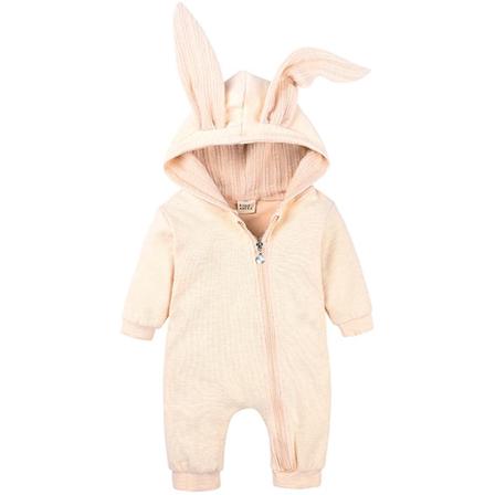 Baby Romper Sød Kanin 3D Ører Hoodie 1-delt Lynlås Body Gul Yellow 59