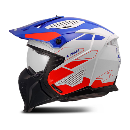 Casco Jet LS2 OF606 Drifter Trek Bianco/Blu/Rosso M