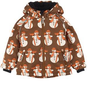 Småfolk Bison Snowman Printed Ski Jacket 7-8 Years - Coats and jackets - 7-8 years - Brown - Mädchen