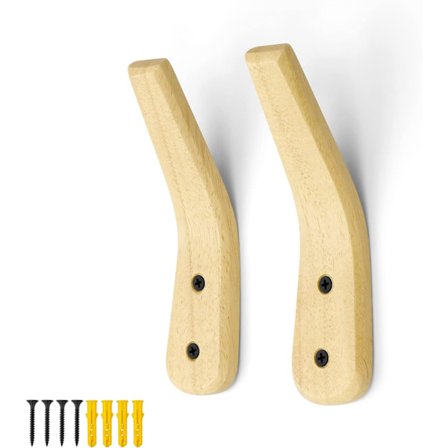 2 veggkroker i tre - 15,5 × 4 cm - Allsidig minimalistisk - Håndlaget