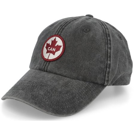 Iconic - Canada Patch Washed Denim Black Dad Cap Unconstructed Black Cap - @ Hatstore