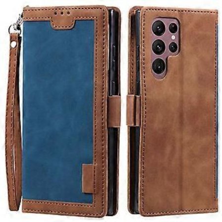 Läderfodral för Samsung Galaxy S24 Ultra Retro Splicing med Rem (Stil A)