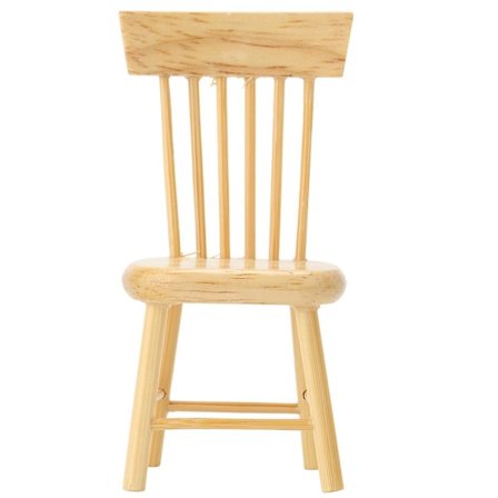 Miniature møbler model træ spisebordsstol til 1:12 dukkehus tilbehør (træfarve)