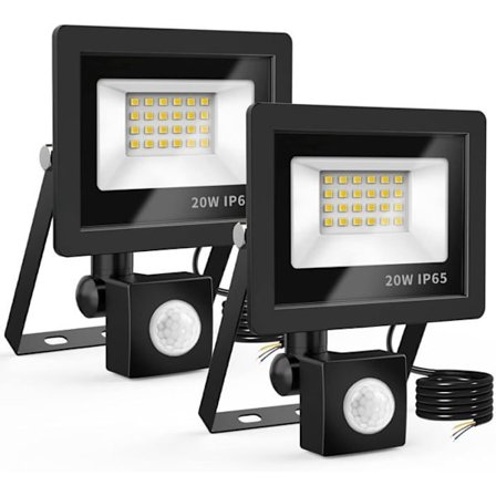 20W Utomhus LED Rörelsesensor Strålkastare, 24 LED Strålkastare IP65 Vattentät 6500K 220v Spot (2-pack)
