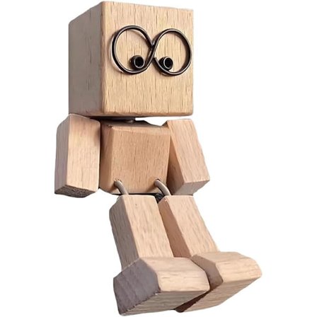 Rystende Holzmann-figur, 8 x 4 cm Håndlavet Viftende Fødder Trædukke Bilpynt, Sjove Instrumentbræt Biltilbehør til Rejser, Pendling og Hjem{FY}