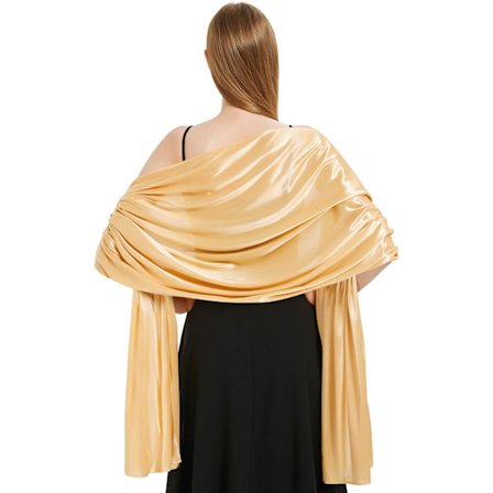 Silke Satin Tørklæder Wraps til Kvinder Damer Tørklæder Brude Brudepiger Stole Sjal til Bryllup Aften Fest Piger Gaver Elfenben Metallic