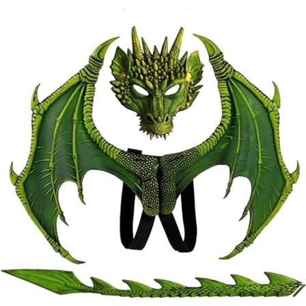 Dragekostume til børn drenge piger, dragevinge hale maske sæt, cosplay kostume Halloween dragekostume