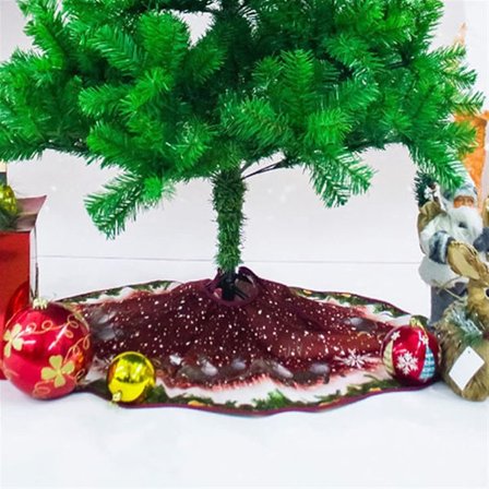 Juletre Skjørt Landlig Juledekorasjon Trykt Jule Rund Innendørs Utendørs Matte Fest Ferie Dekor Burlap Tre Skjørt Stort Juletre