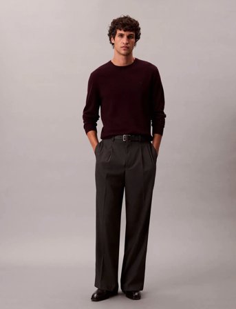 Calvin Klein Ls 100% Merino Crew 14Gg - Black - L