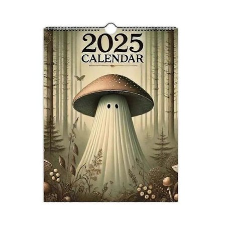 Mushroom Ghost 2025 Kalender, 8,5 * 11" Vintage Cottage Core Spøgelseskalender