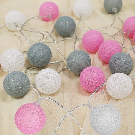 Bomullsboll Lyslenke, Innredning Dekorasjon Jul Dekorasjon, 3M 20 LED Lysboll, Jenter, Prinsesser, Barn, Babyer, Bryllup Soverom