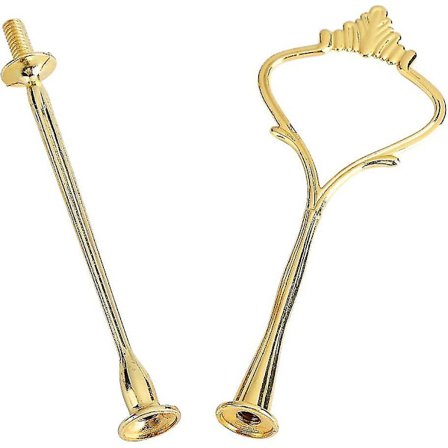 2-etagers Cupcake Bakke Stativ Krone Håndtag Hardware Frugt Plade Beslag (guld)