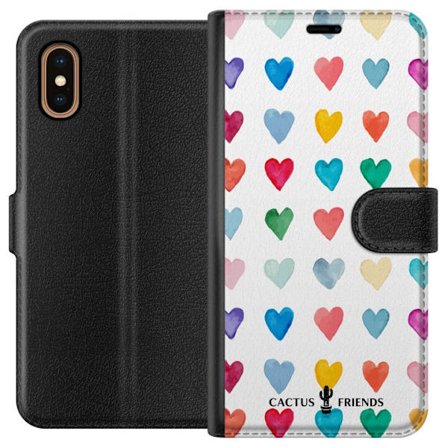 Kompatibelt Lommeboketui til Apple Apple iPhone XS Max Cactus and Friends - Watercolor Love Grid