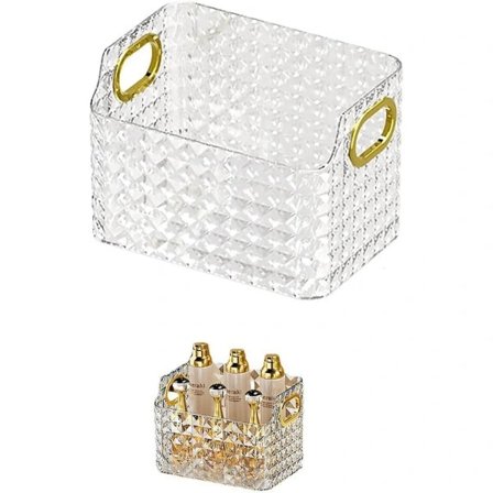 Kosmetisk organizer, transparent diamantkrystal kosmetisk organizer, organizer, til kommode dekoration, badeværelsesbordplade (hvid)