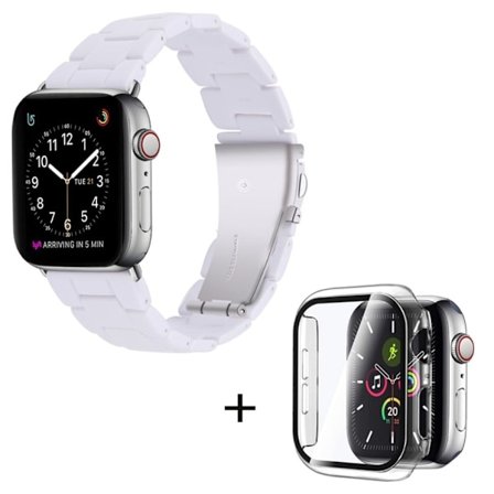 Apple Watch SE 2022 (40mm) klockarmband med 3 pärlor i resin och genomskinligt hölje - Vit