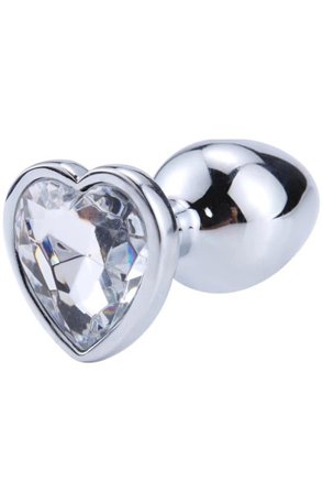 Heart White Anal Plug With Heart Jewel M - Woome.pl