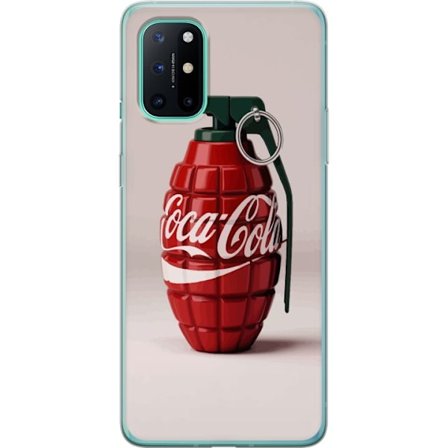 Kompatibel Mobilcover til OnePlus OnePlus 8T Kunstnerisk illustration af Coca Cola granatæble i rødt og grønt, pop art inspireret motiv med legende